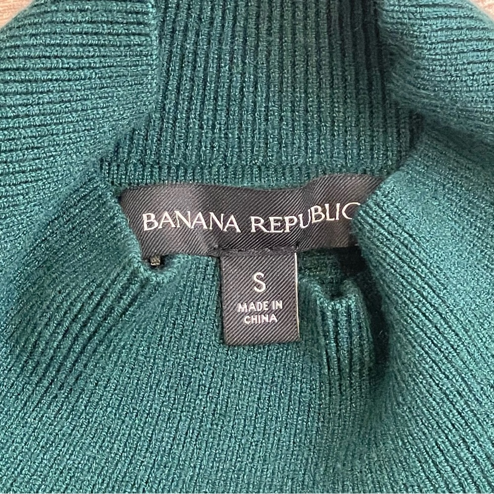 Banana Republic Green Ribbed Mock Neck Bolero Sleeves Shrug Sweater - Picture 5 of 8